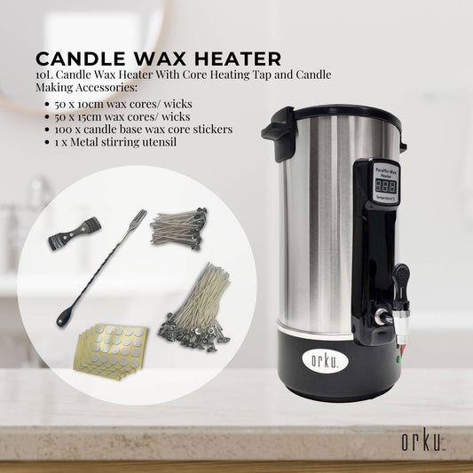 10L Orku Candle Wax Heater With Tap And Accessories - Candle Making Melter Pot
