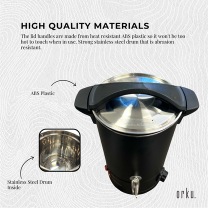 Orku 10L Candle Wax Melter with Tap & Candle Kit - 220-240V Electric Black