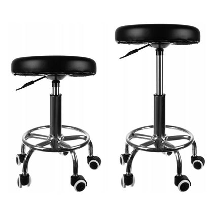 Salon Stool - Adjustable Swivel Chair with Footrest Pedicure Beauty Hairdressing