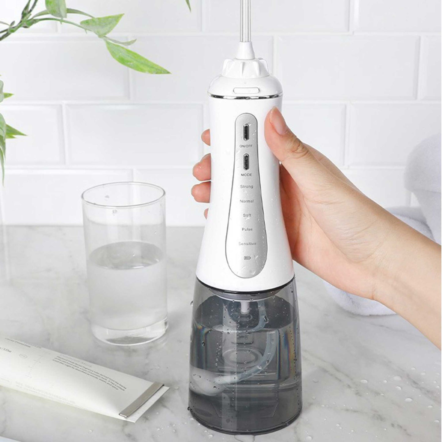 Portable Oral Irrigator 350ml - Rechargeable Water Dental Flosser Teeth Cleaner