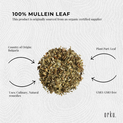 25g Organic Mullein Leaf - Dried Herbal Verbascum Thapsis