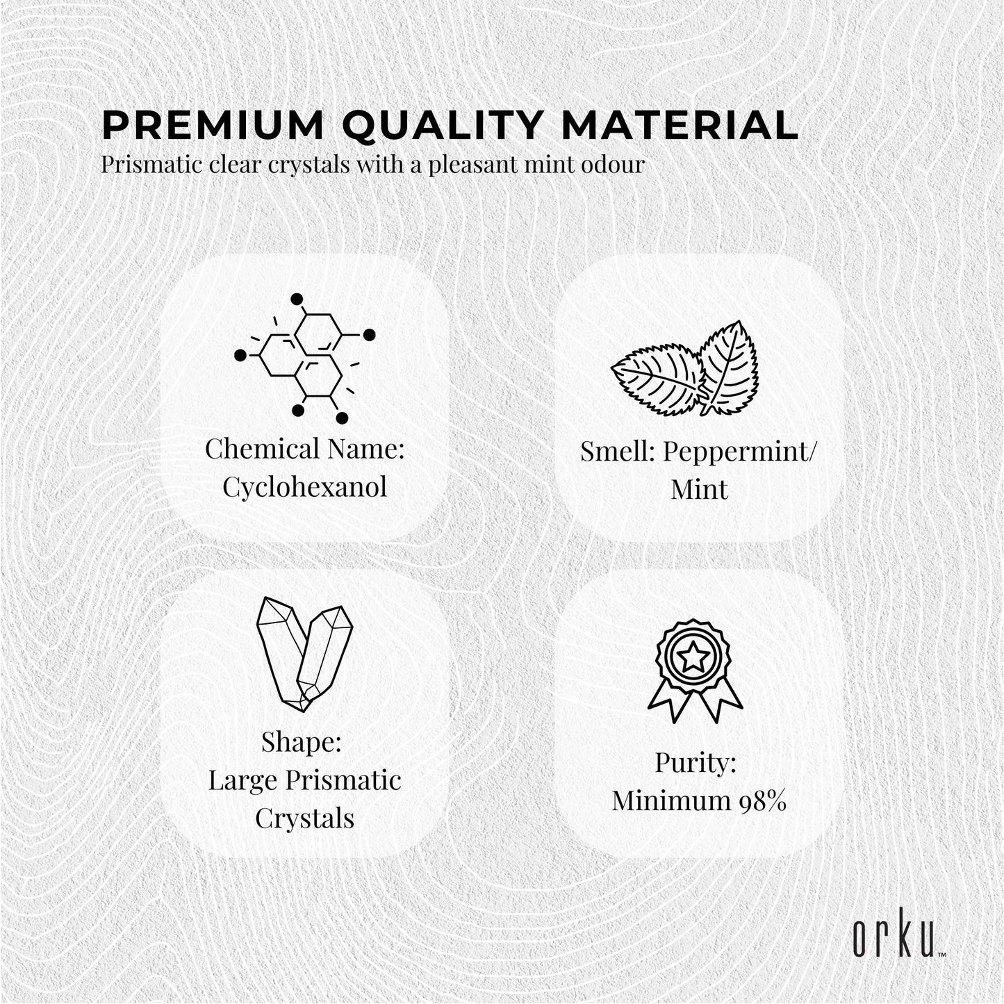 Orku 25g Menthol Crystals - USP Grade L-Menthol Mint Flakes C10H200