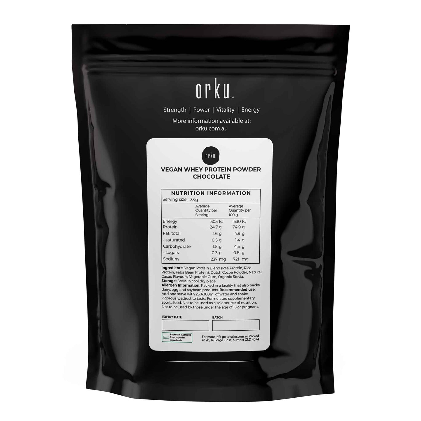 100g Vegan Protein Powder Blend - Chocolate Plant WPI/WPC Supplement