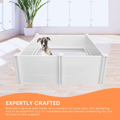 Rooster Farms PVC Dog Whelping Box 1.15m x 1.15m x 0.48m - Puppy Birthing Pen