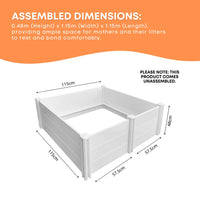 Rooster Farms PVC Dog Whelping Box 1.15m x 1.15m x 0.48m - Puppy Birthing Pen