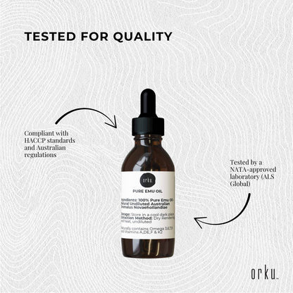 Orku 25ml Pure Emu Oil with Dropper - Undiluted Natural Dromaius Novaehollandiae