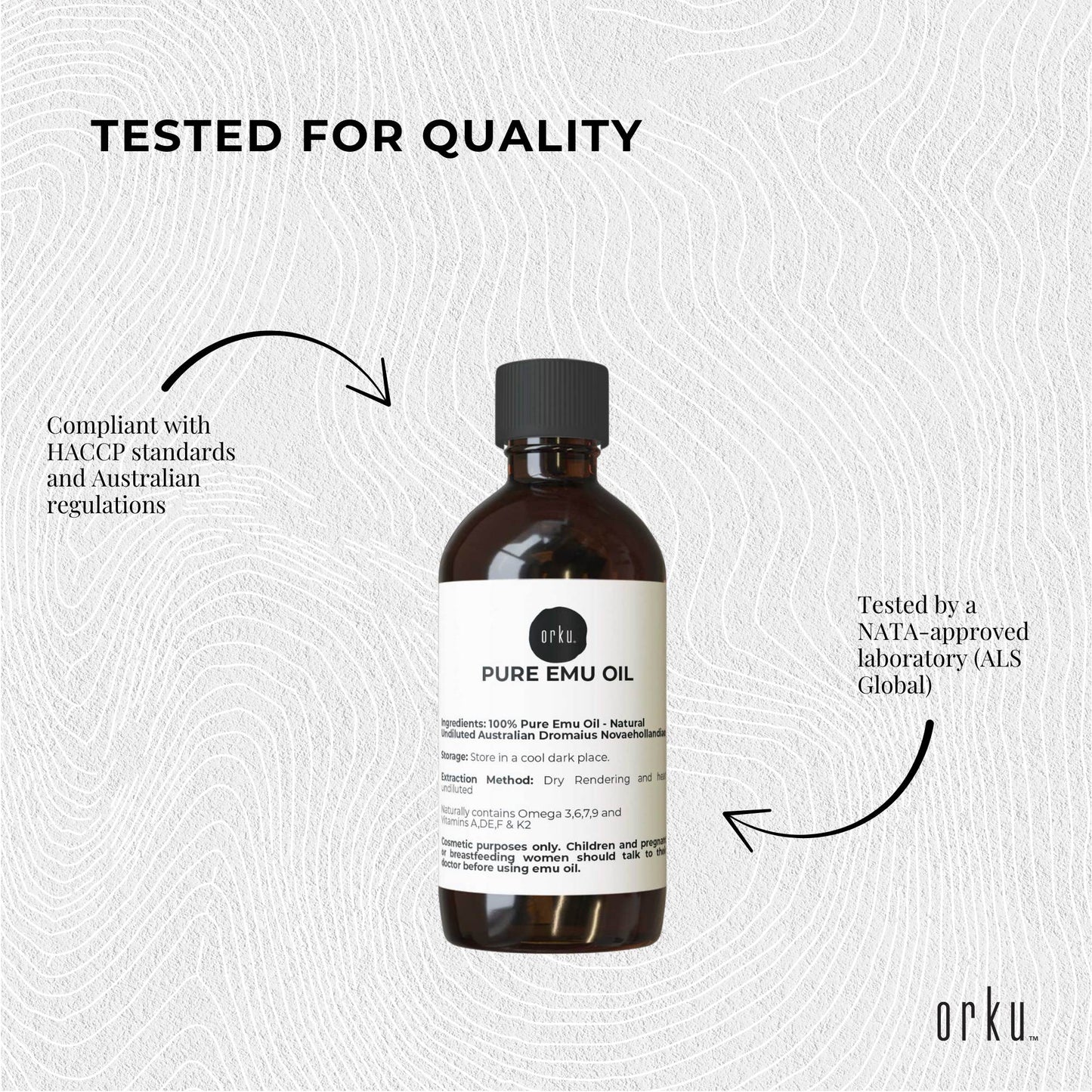 Orku 250ml Pure Emu Oil - Natural Undiluted Australian Dromaius Novaehollandiae