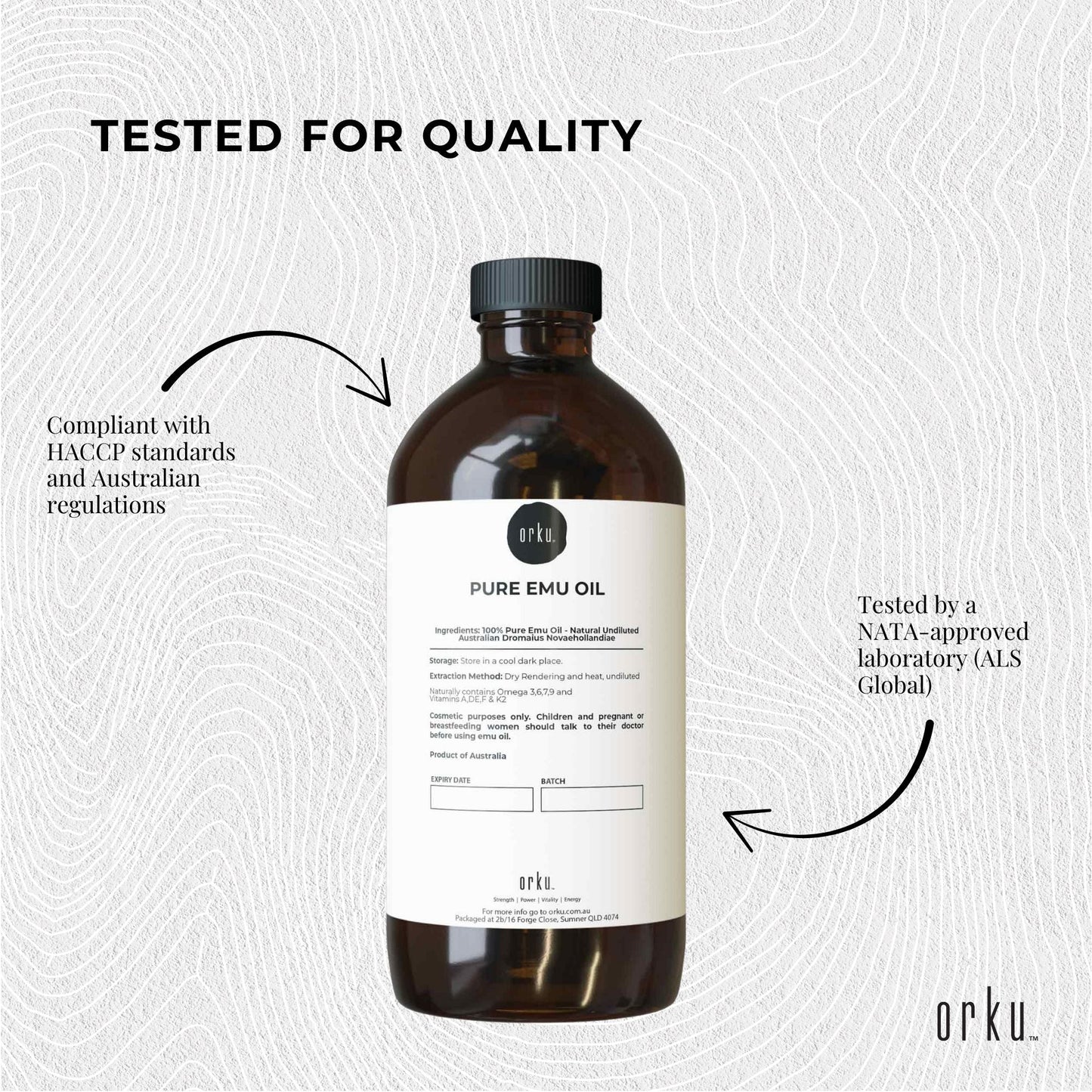 Orku 500ml Pure Emu Oil - Natural Undiluted Australian Dromaius Novaehollandiae