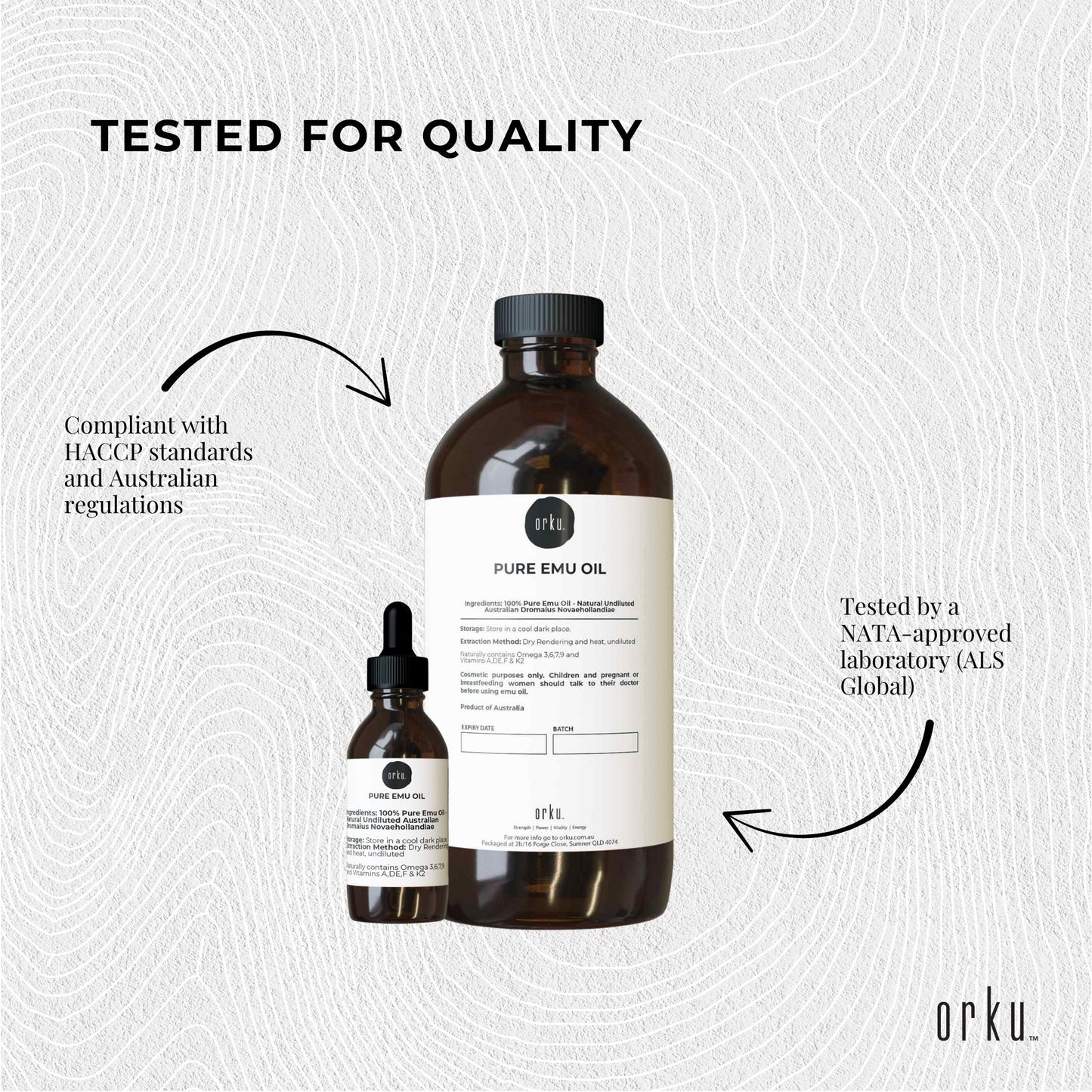 Orku 500ml Pure Emu Oil + Bonus 25ml Bottle - Australian Dromaius Novaehollandiae