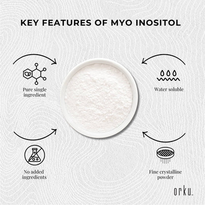 Orku 400g Myo Inositol Powder - USP Grade High Purity Unflavoured