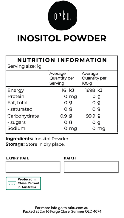 Orku 10kg Myo Inositol Powder - Pharmaceutical-Grade Pure Unflavoured Supplement