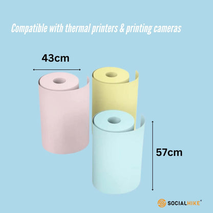 Social Hike 3 Pack Thermal Paper Camera Rolls Colour - Instant Print Refill