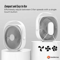 3-Speed USB 20cm Desktop Fan – Quiet Portable Lightweight Rechargeable Cooler