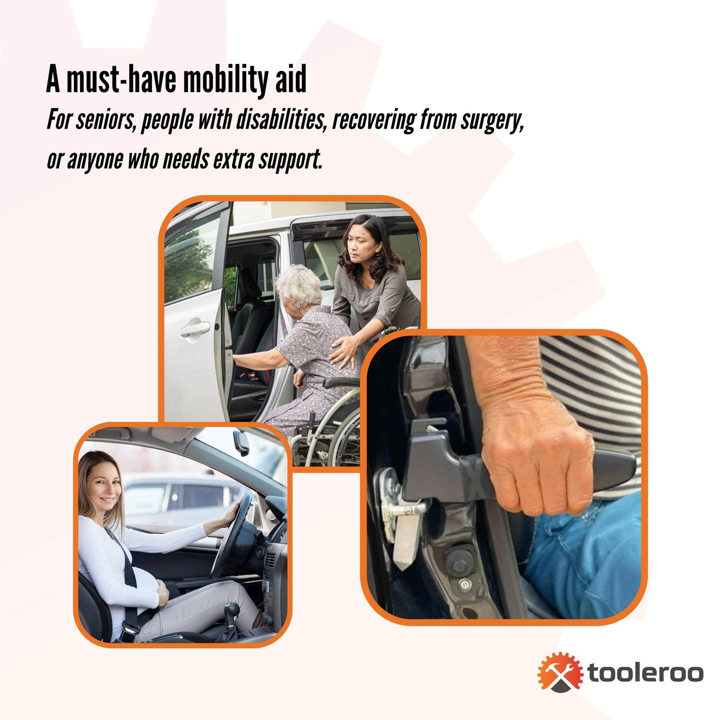 Tooleroo Car Cane Handle 3-in-1 Handy Grip - Lightweight Portable Mobility Tool
