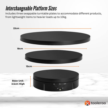 Tooleroo Electric 360 Rotating Product Display Stand for Merchandise Video Black