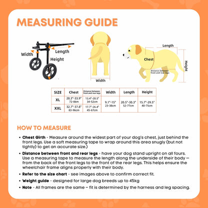 Rooster Farms Large Dog Wheelchair XL Harness - Adjustable Back Leg Aid