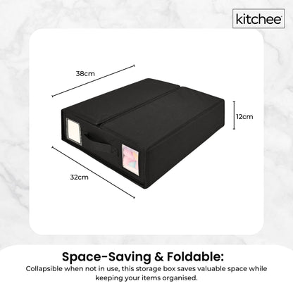 10x Kitchee Foldable Bed Sheet Storage Box - Linen and Closet Organiser Black