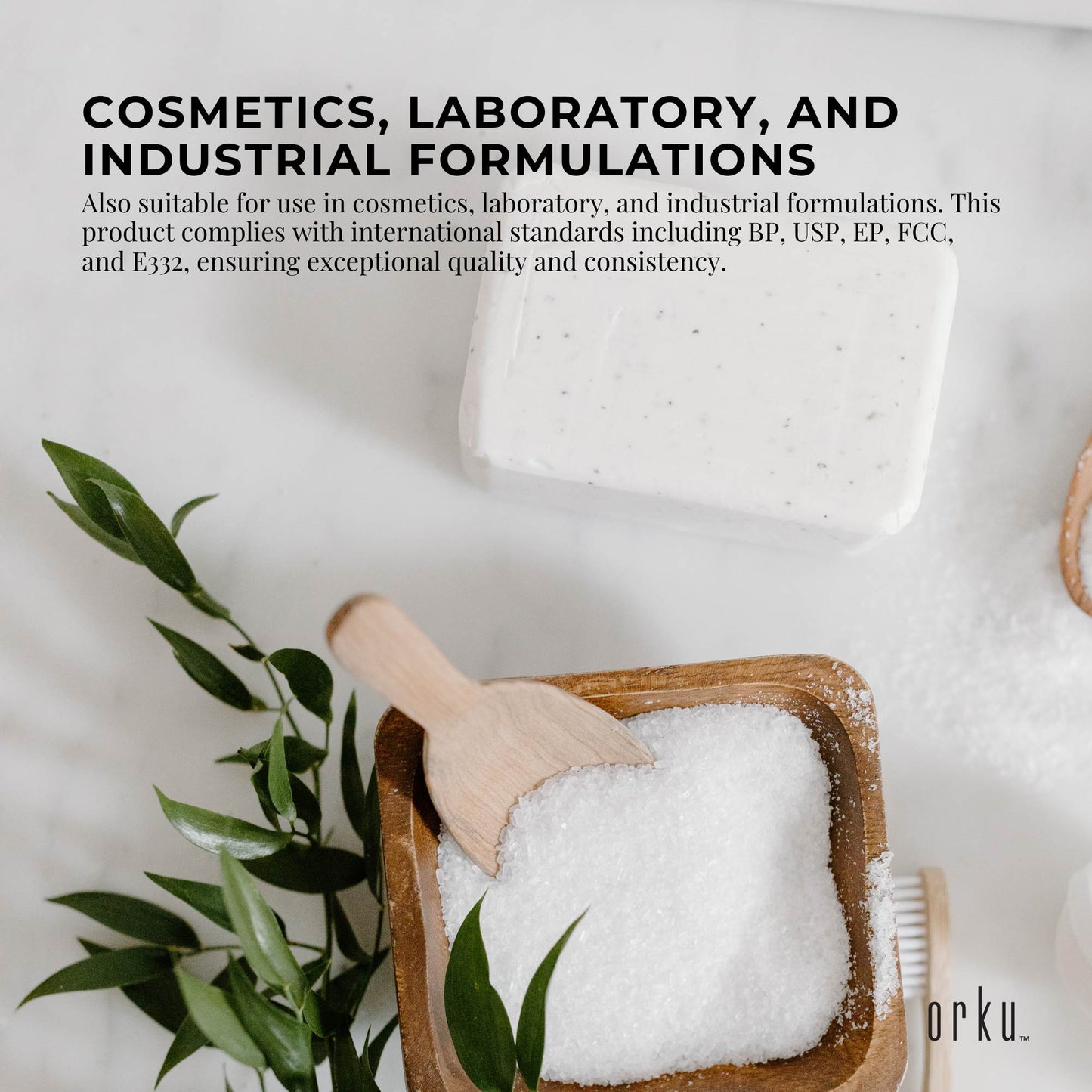 Orku 1.3Kg Potassium Citrate Food Grade Tub - Granular BP USP FCC E332 Additive