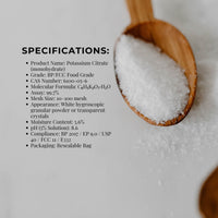Orku 1.3Kg Potassium Citrate Food Grade Tub - Granular BP USP FCC E332 Additive