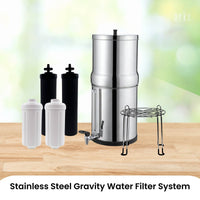 Orku 11L Gravity Benchtop Water Filter + Gauge-Stainless Steel Fluoride Removal
