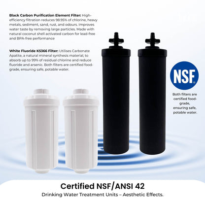 Orku 11L Gravity Benchtop Water Filter + Gauge-Stainless Steel Fluoride Removal