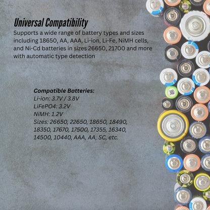 LiitoKala Lii-100 Smart Battery Charger - USB Output for 18650 AA AAA Li-ion NiMH