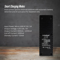 LiitoKala Lii-100 Smart Battery Charger - USB Output for 18650 AA AAA Li-ion NiMH