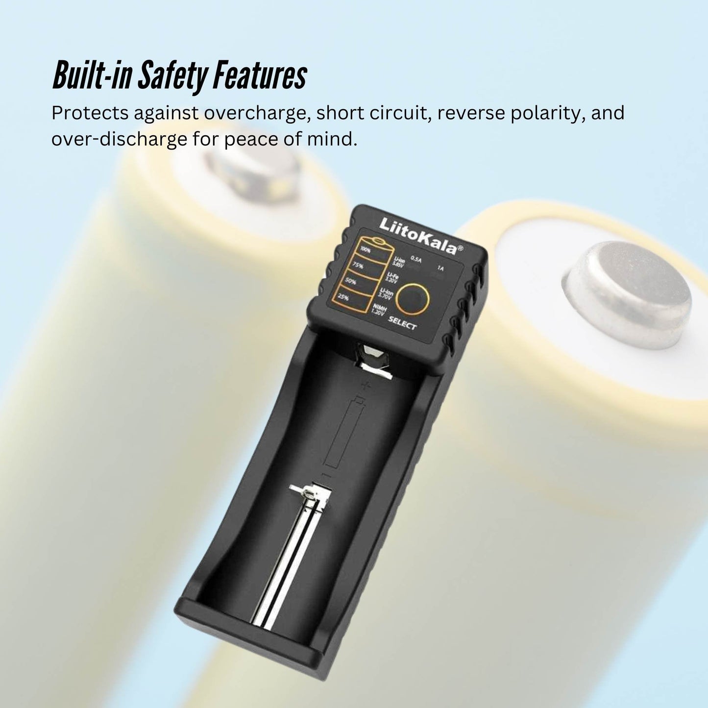 LiitoKala Lii-100 Smart Battery Charger - USB Output for 18650 AA AAA Li-ion NiMH