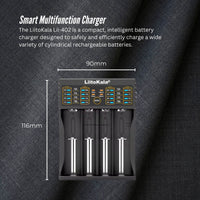LiitoKala Lii-402 Smart Battery Charger - 4-Slot USB for 18650 AA AAA Li-ion NiMH