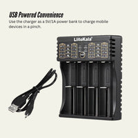 LiitoKala Lii-402 Smart Battery Charger - 4-Slot USB for 18650 AA AAA Li-ion NiMH