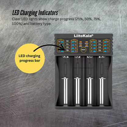 LiitoKala Lii-402 Smart Battery Charger - 4-Slot USB for 18650 AA AAA Li-ion NiMH