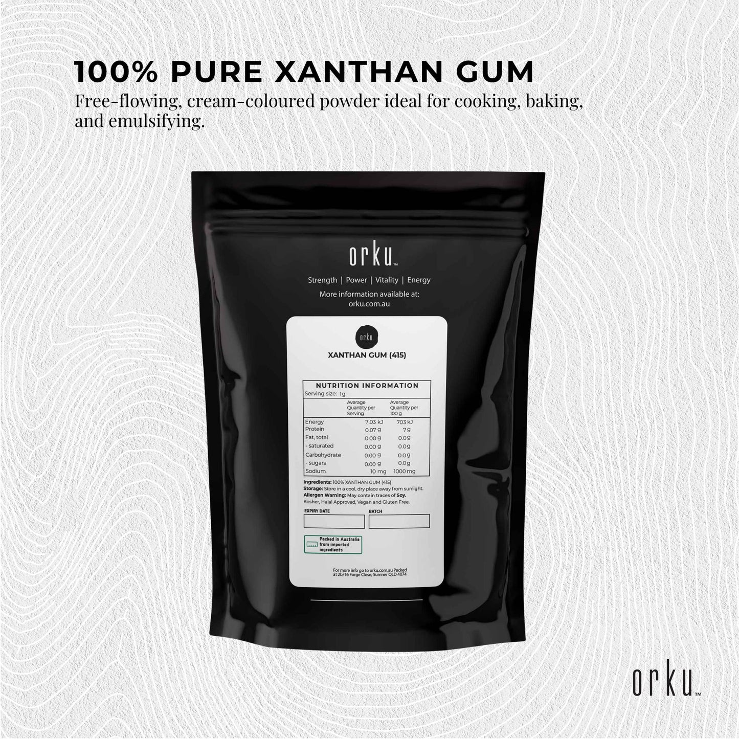 Orku 400g Xanthan Gum Thickener Pure Fine Powder 200 Mesh FCC E415 Food Additive