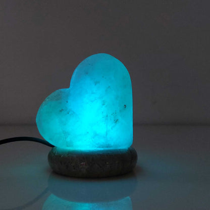 USB Colour Changing Salt Himalayan Lamp - Heart Love Shape Pink Rock LED Light