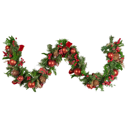 Christabelle 1.85m Christmas Garland with Red Berries Pine Cones Baubles Bows Tree Decoration Ornament