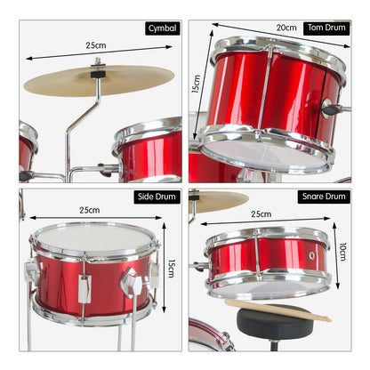Karrera Children's 4pc Drum Kit - Red