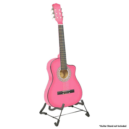 Karrera 38in Cutaway Acoustic Guitar with guitar bag - Pink