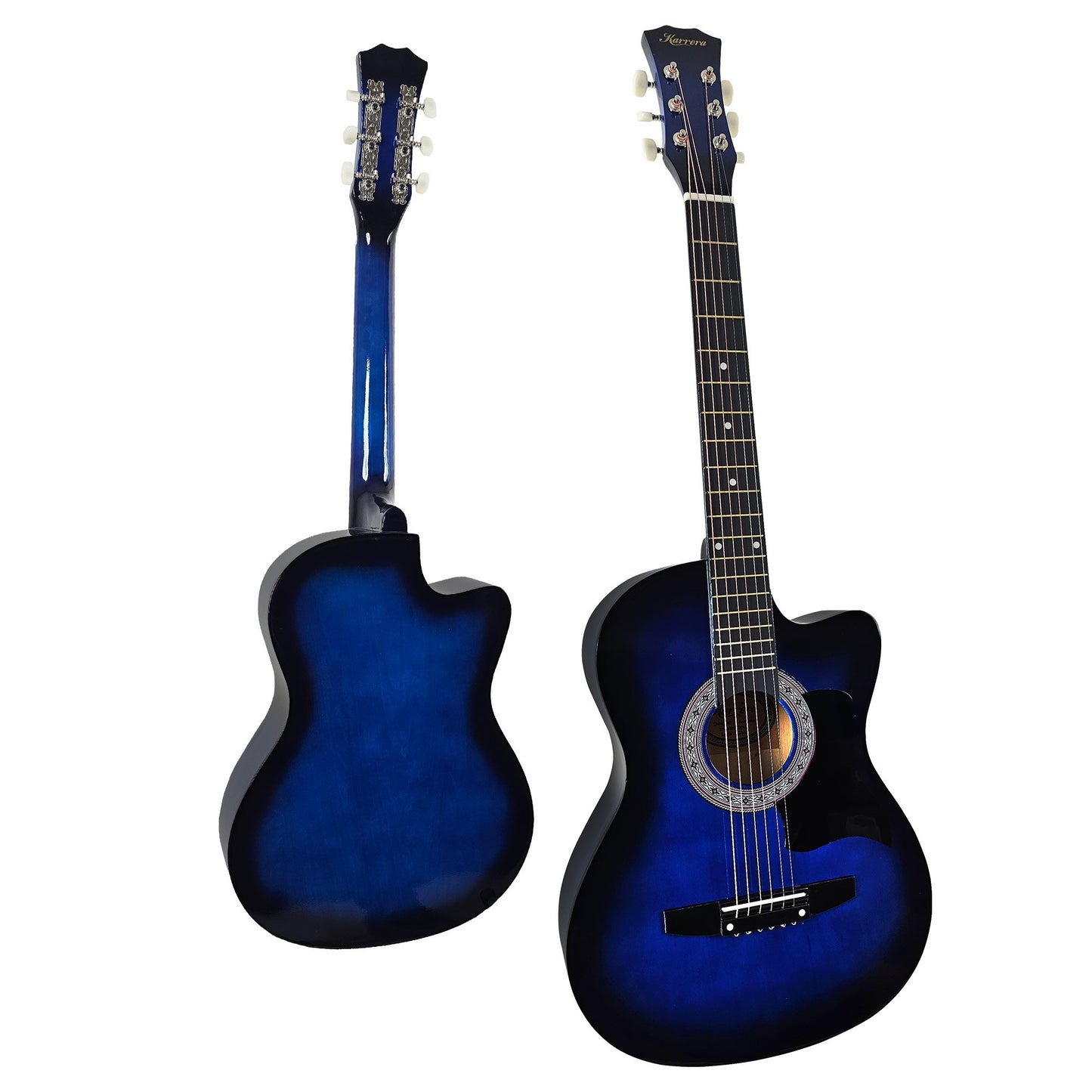 Karrera 38in Cutaway Acoustic Guitar with guitar bag - Blue Burst