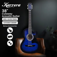 Karrera 38in Cutaway Acoustic Guitar with guitar bag - Blue Burst