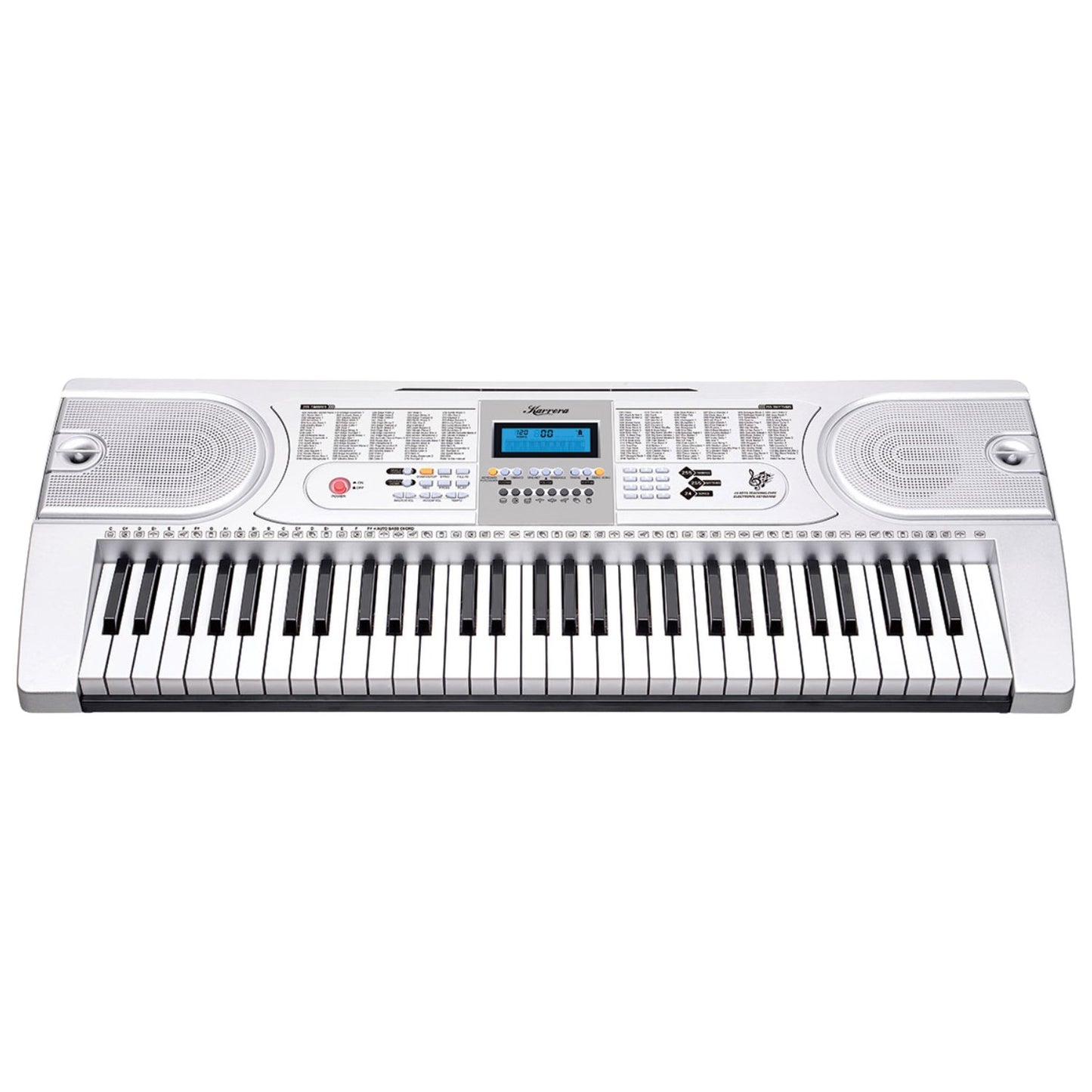 Karrera 61 Keys Electronic Keyboard Teaching Piano with Electric Stand in Silver CHJ-61