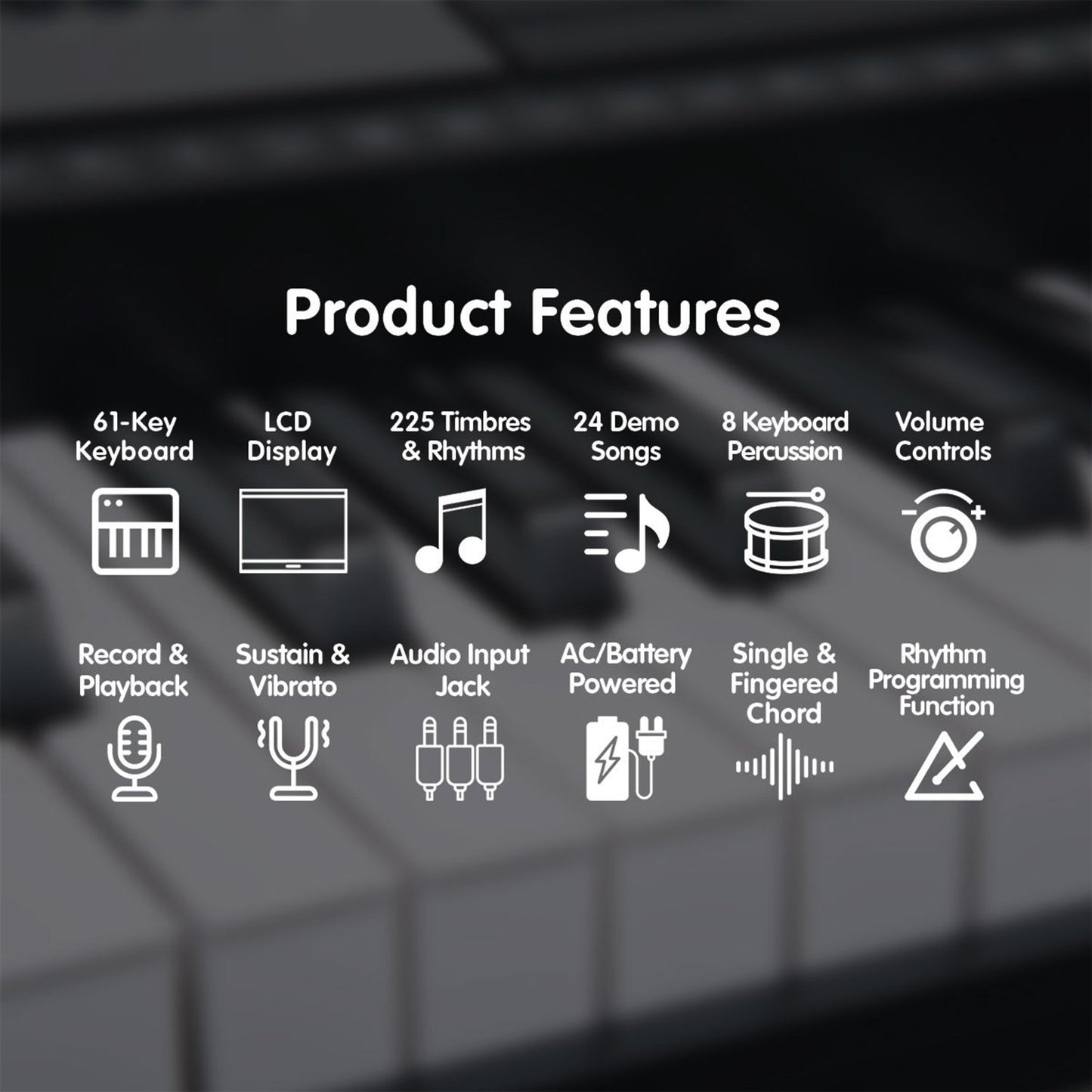 Karrera 61 Keys Electronic Keyboard Teaching Piano with Electric Stand in Silver CHJ-61