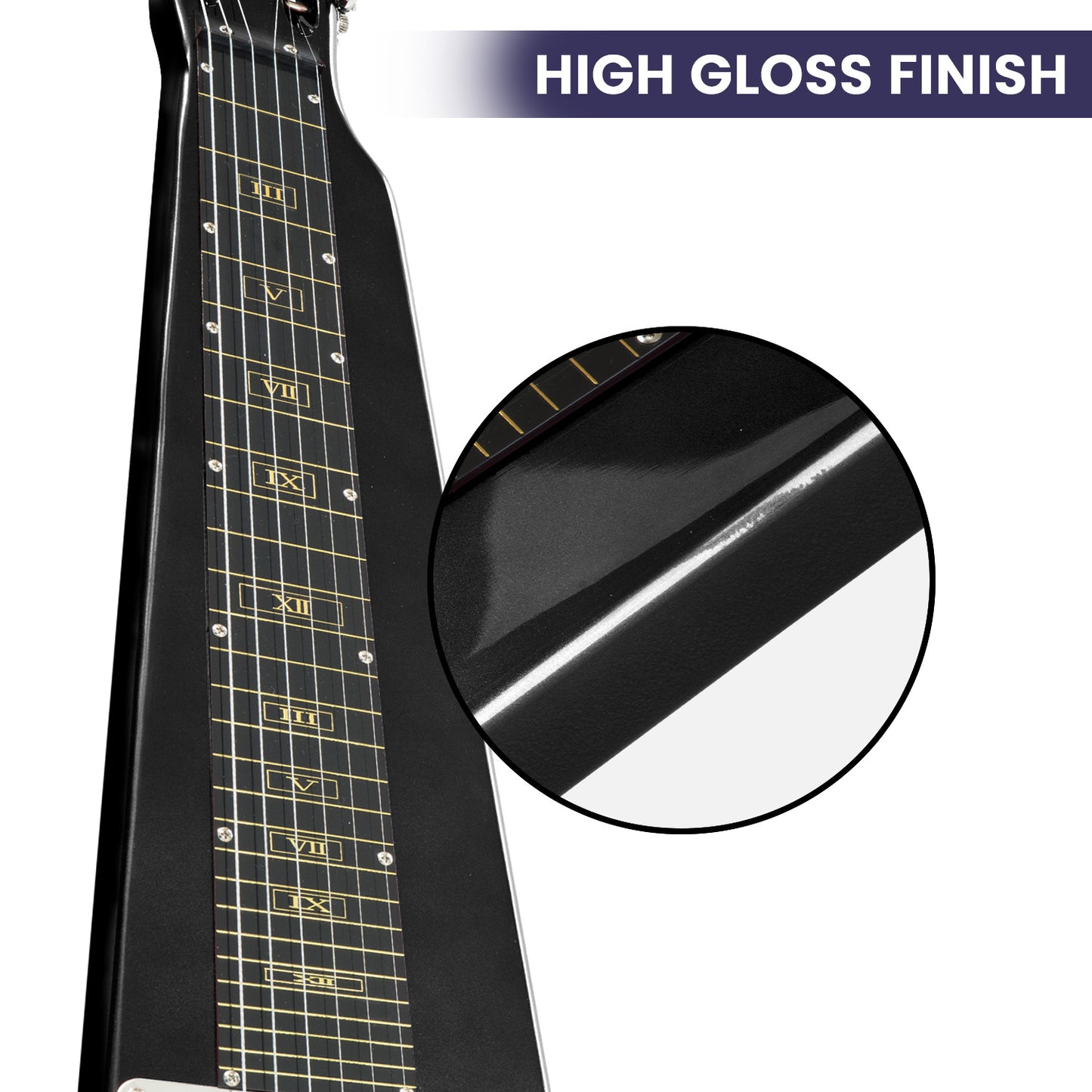 Karrera 29in 6-String Lap Steel Hawaiian Guitar - Black