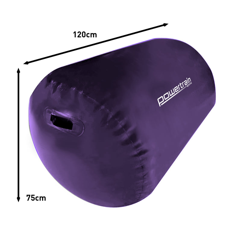 Powertrain Sports Inflatable Air Exercise Roller Gymnastics Gym Barrel 120 x 75cm Purple