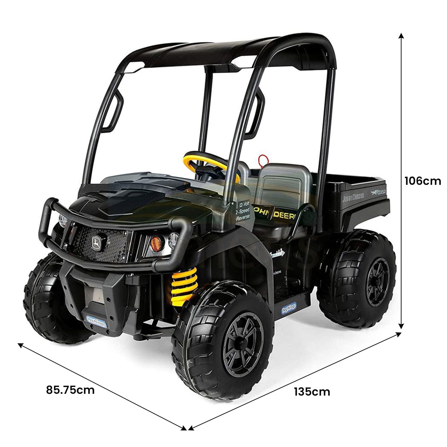 John Deere Midnight Black Gator XUV Kids Ride On Car Dual Seat 12V Battery