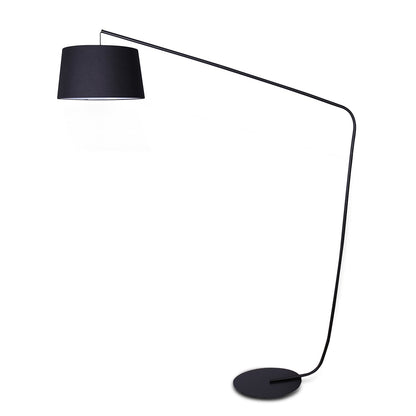 Sarantino Metal Arc Floor Lamp in Black Finish with Linen Taper Shade