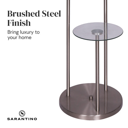 Sarantino Metal Floor Lamp with Glass Shelves