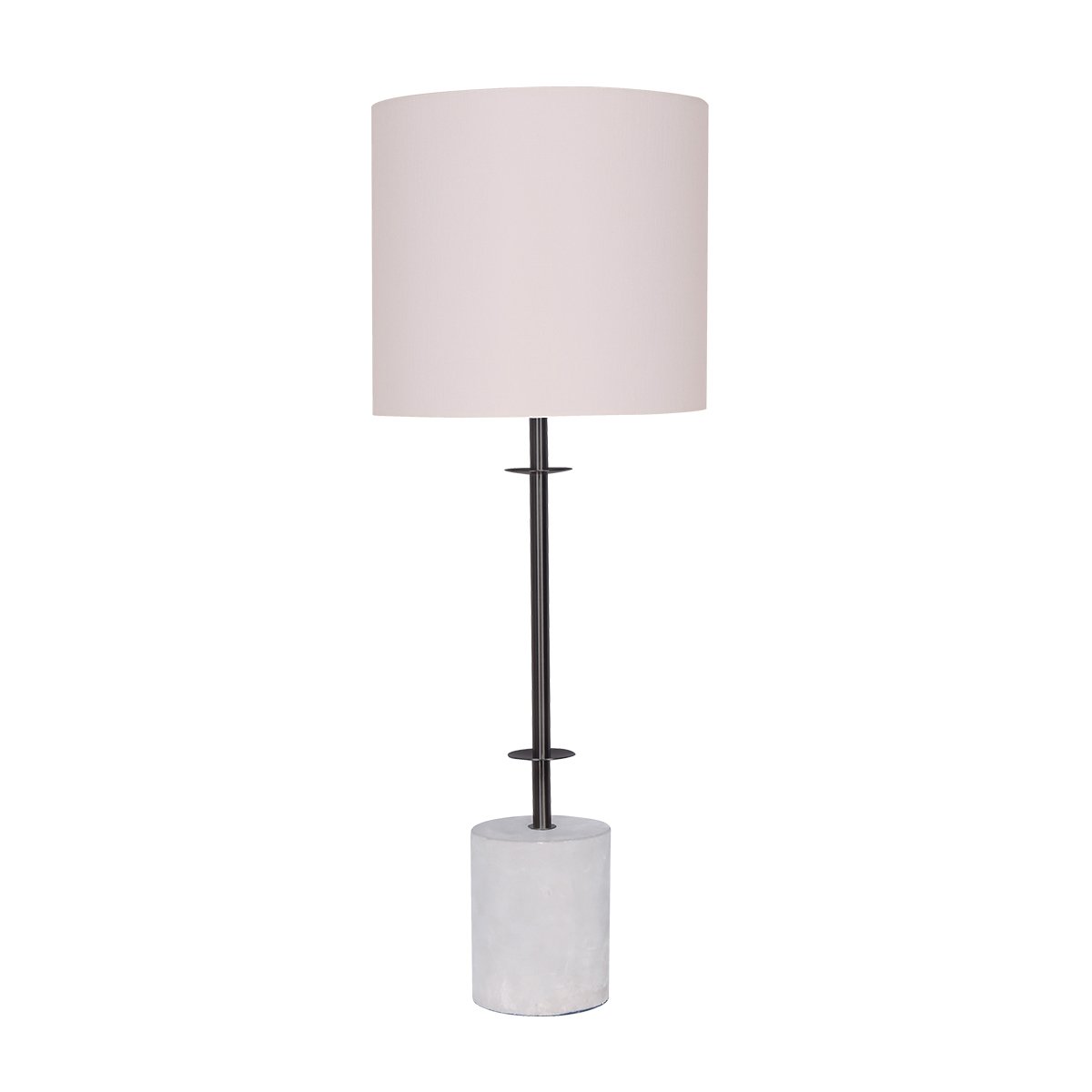 Sarantino Concrete & Metal Table Lamp with Off-White Linen Shade