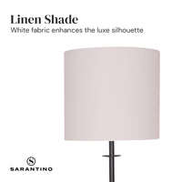 Sarantino Concrete & Metal Table Lamp with Ghost-White Linen Drum Shade