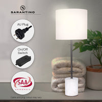 Sarantino Concrete & Metal Table Lamp with Ghost-White Linen Drum Shade