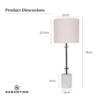 Sarantino Concrete & Metal Table Lamp with Ghost-White Linen Drum Shade