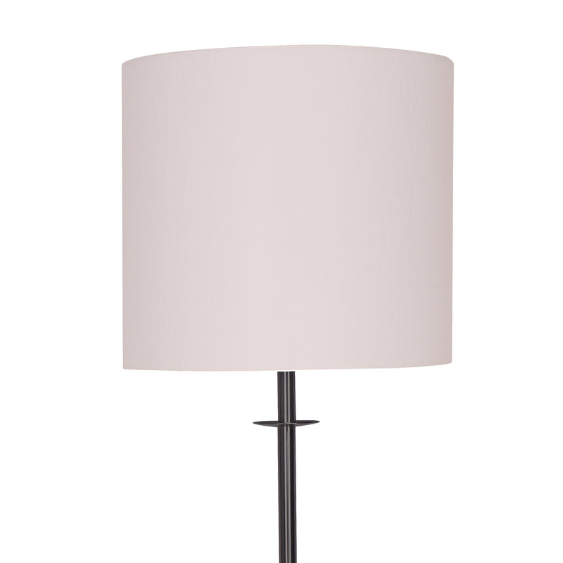 Sarantino Concrete & Metal Table Lamp with Ghost-White Linen Drum Shade